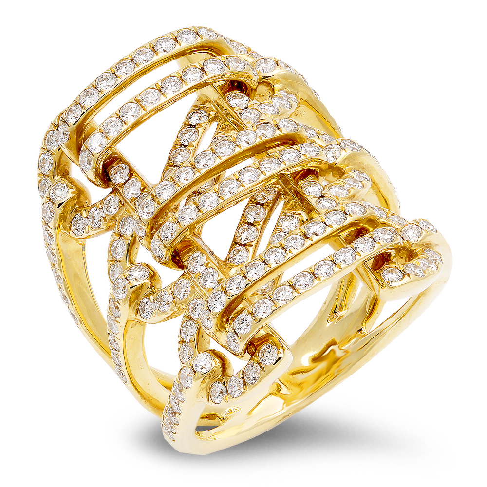 18K yellow gold diamond pave ring- SKU#: 31173