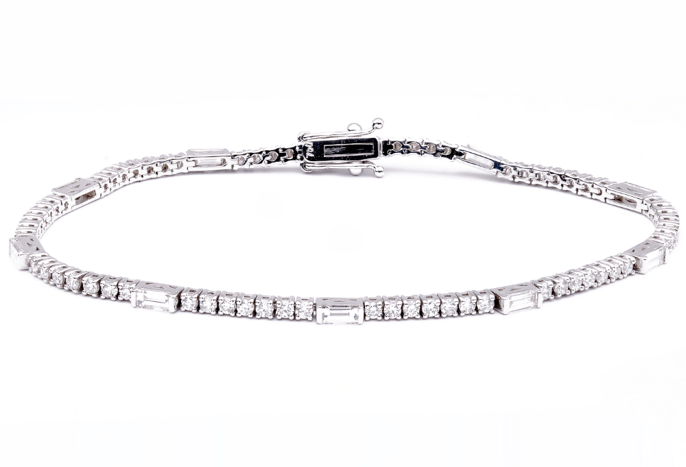 18K white gold diamond tennis bracelet - SKU#: 31962