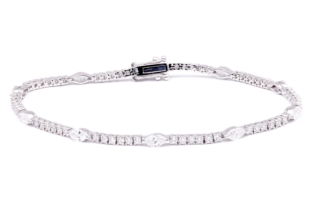 18K white gold diamond tennis bracelet - SKU#: 31965
