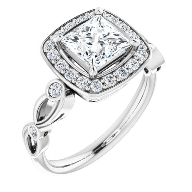 14K White 6x6 mm Square 1/4 CTW Natural Diamond Semi-Set Engagement Ring