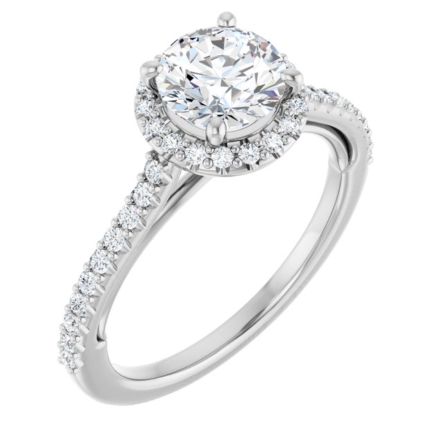 14K White 6.5 mm Round 1/4 CTW Natural Diamond Semi-Set Engagement Ring