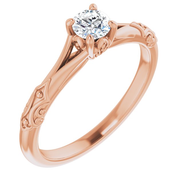 14K Rose 4.1 mm Round Solitaire Engagement Ring Mounting