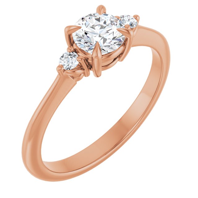 14K Rose 5.2 mm Round .06 CTW Natural Diamond Semi-Set Engagement Ring