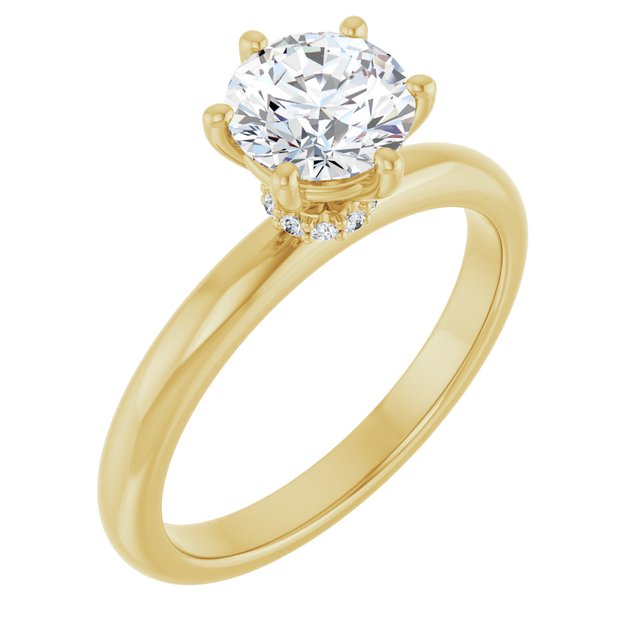 14K Yellow 6.5 mm Round .05 CTW Lab-Grown Diamond Semi-Set Hidden Halo Engagement Ring