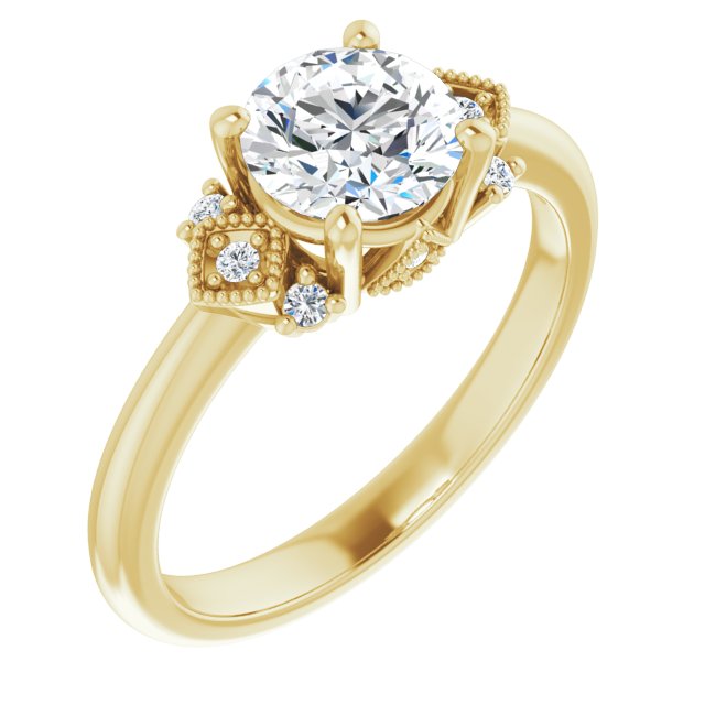 14K Yellow 6.5 mm Round 0.06 CTW Diamond Semi-Set Engagement Ring
