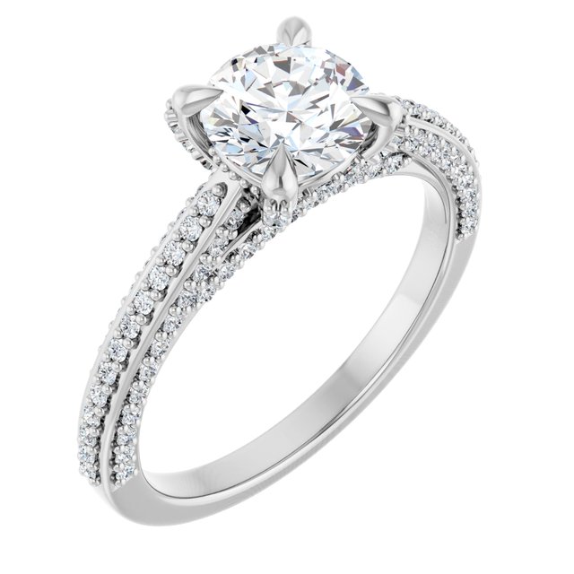 14K White 6.5 mm Round 1/2 CTW Lab-Grown Diamond Semi-Set Engagement Ring