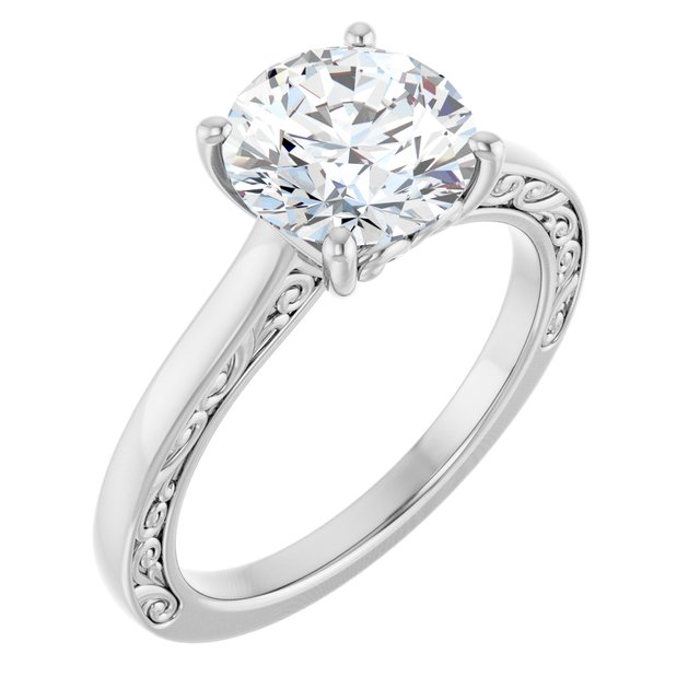 Platinum 8.2 mm Round Solitaire Engagement Ring Mounting