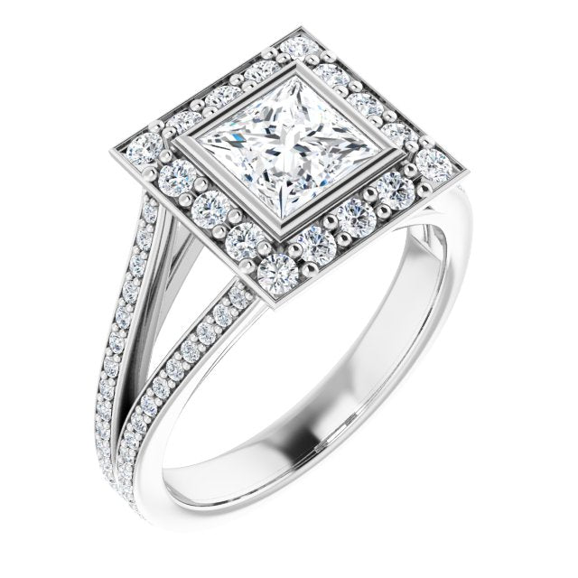 14K White 5.5x5.5 mm Square 1/2 CTW Natural Diamond Semi-Set Engagement Ring