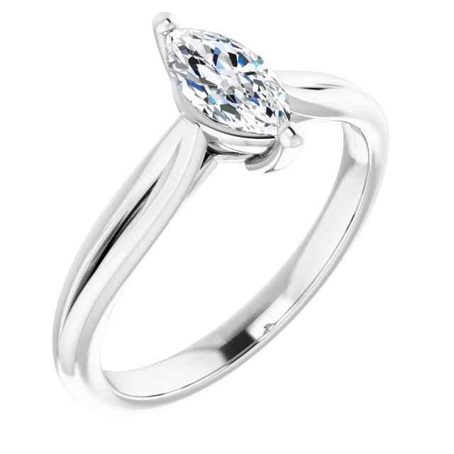 14K White 8x4 mm Marquise Engagement Ring Mounting