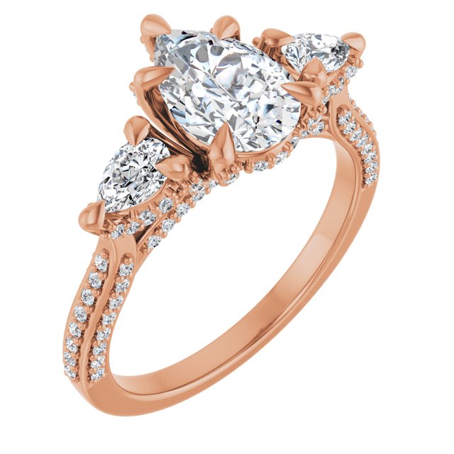 14K Rose 9 x 6 mm Pear 5/8 CTW Lab-Grown Diamond Semi-Set Engagement Ring