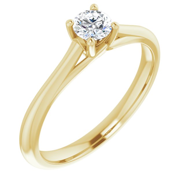 14K Yellow 4.1 mm Round Solitaire Engagement Ring Mounting