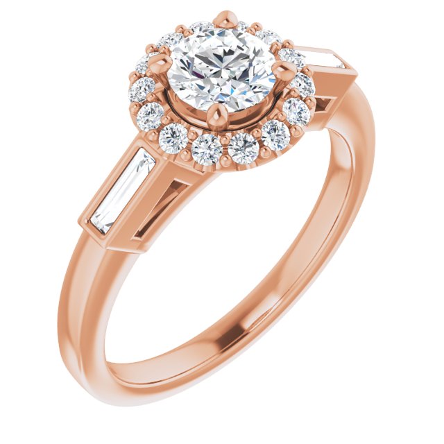 14K Rose 5.2 mm Round 1/3 CTW Natural Diamond Semi-Set Engagement Ring