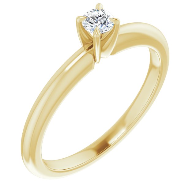 14K Yellow 3.2 mm Round Solitaire Engagement Ring Mounting