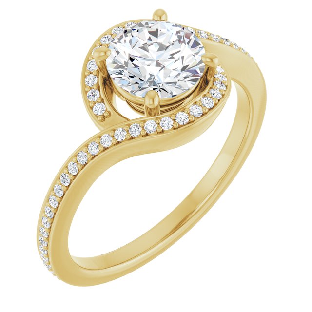 14K Yellow 6.5 mm Round 1/6 CTW Diamond Semi-Set Engagement Ring