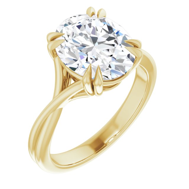 18K Yellow 11x9 mm Oval Solitaire Engagement Ring Mounting