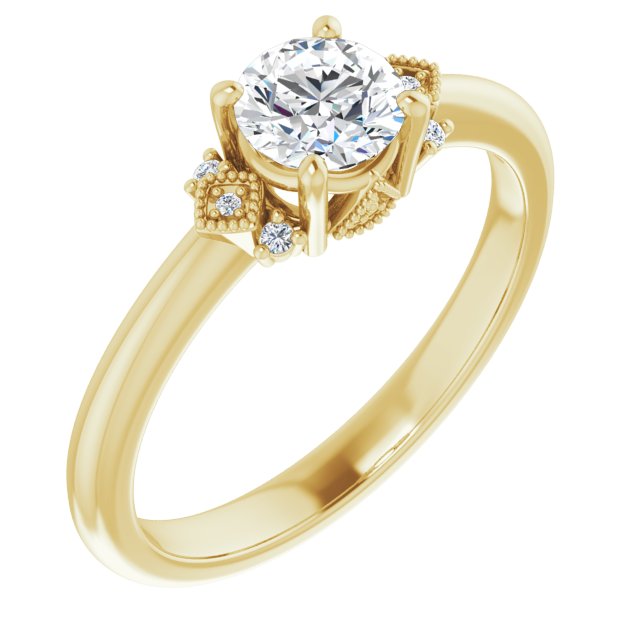 14K Yellow 5.2 mm Round 0.02 CTW Diamond Semi-Set Engagement Ring