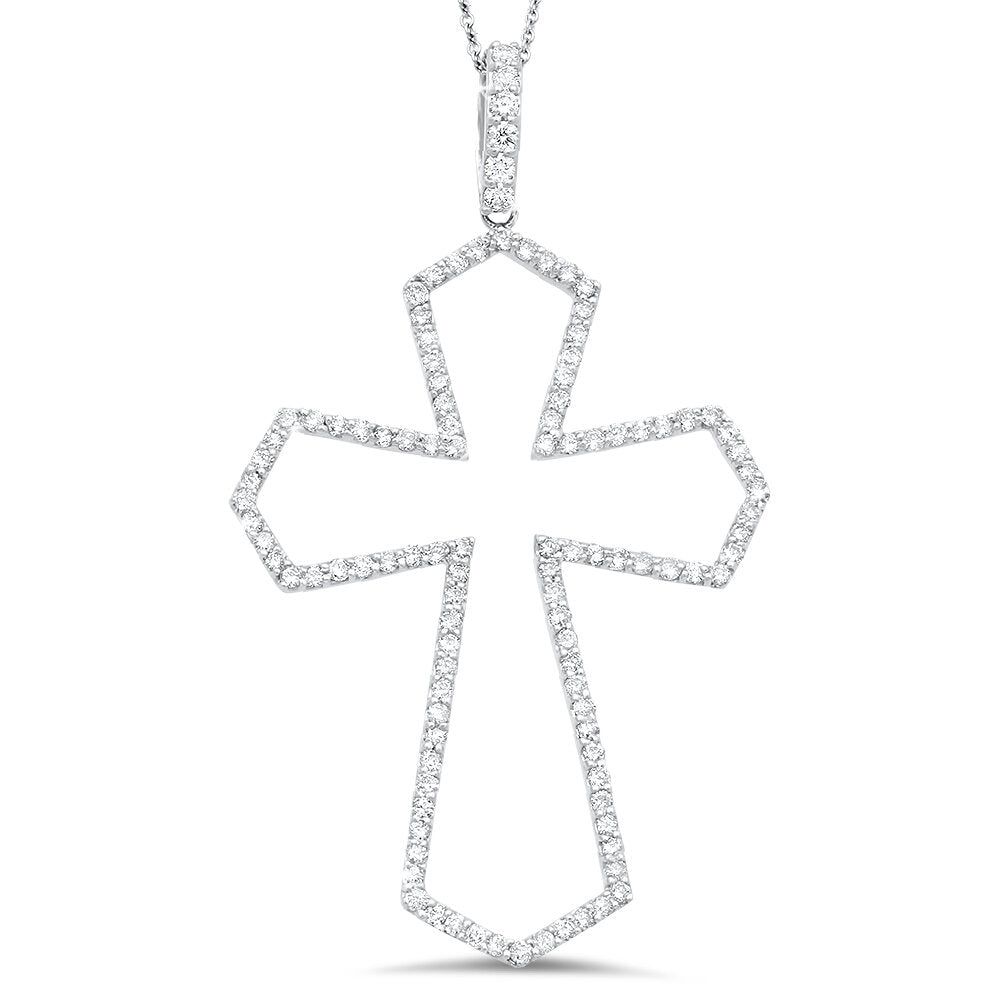 18K white gold diamond cross pendant - SKU#: 12132