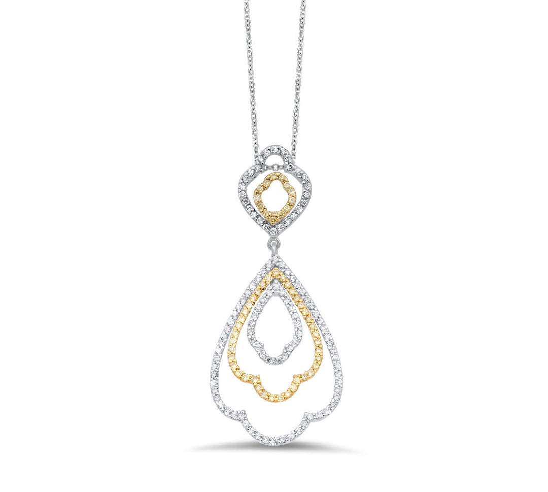 18K white and yellow gold diamond pendant - SKU#: 15254