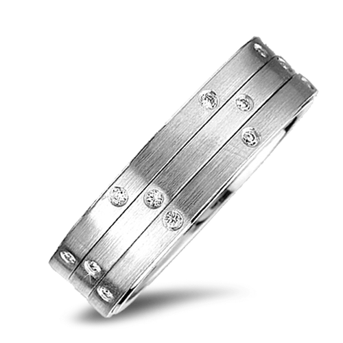 18K white gold men’s diamond wedding band