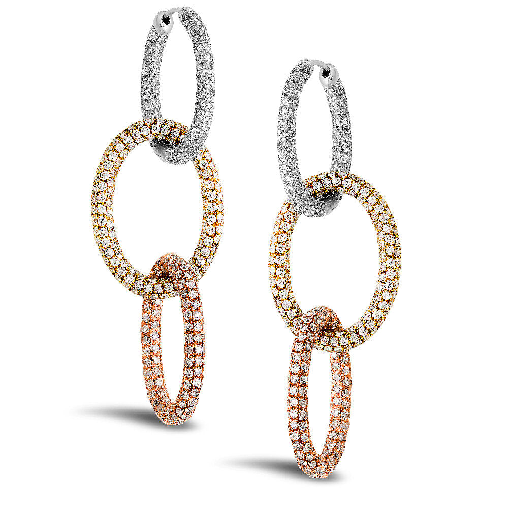 18K tri-tone gold and diamond earrings - SKU#: 17167