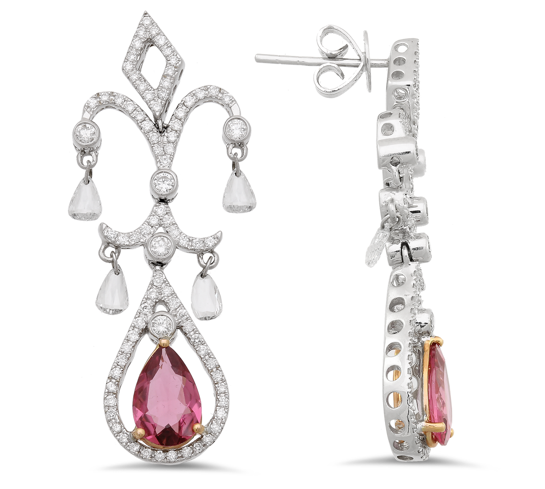 Diamond and tourmaline earrings in 18K gold