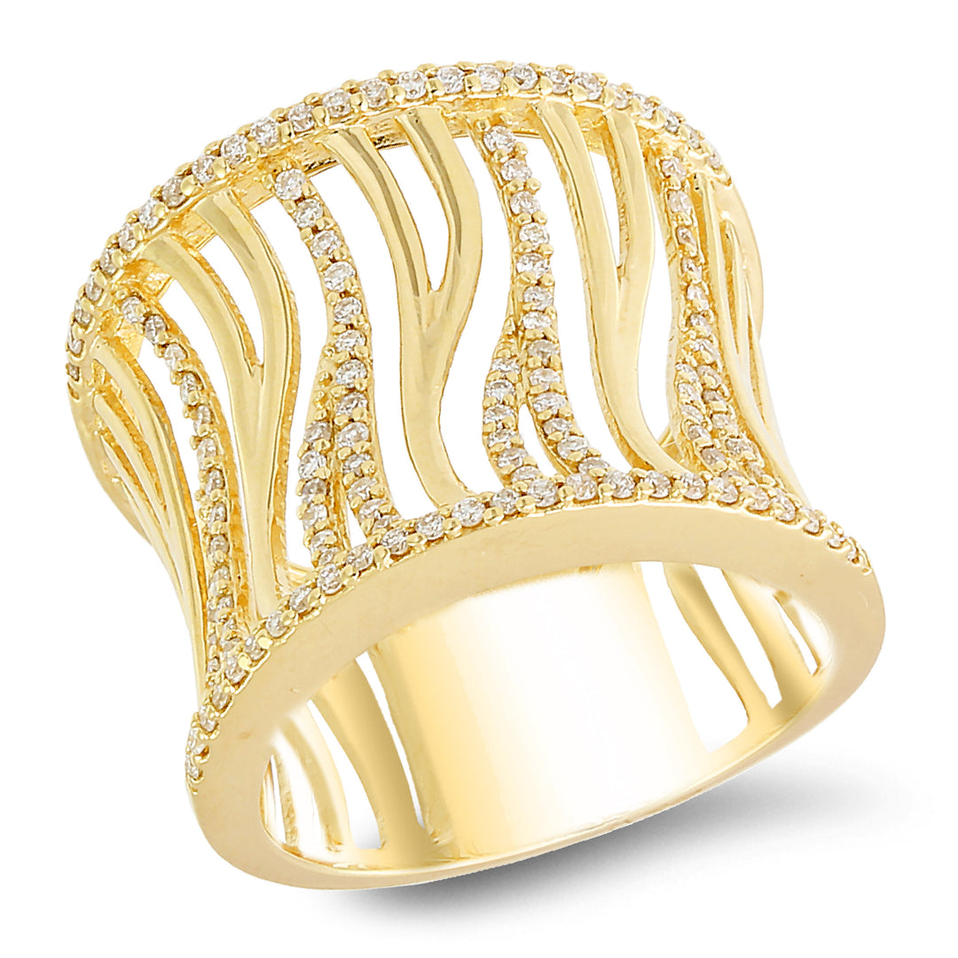 18K yellow gold diamond ring - SKU#: 17653