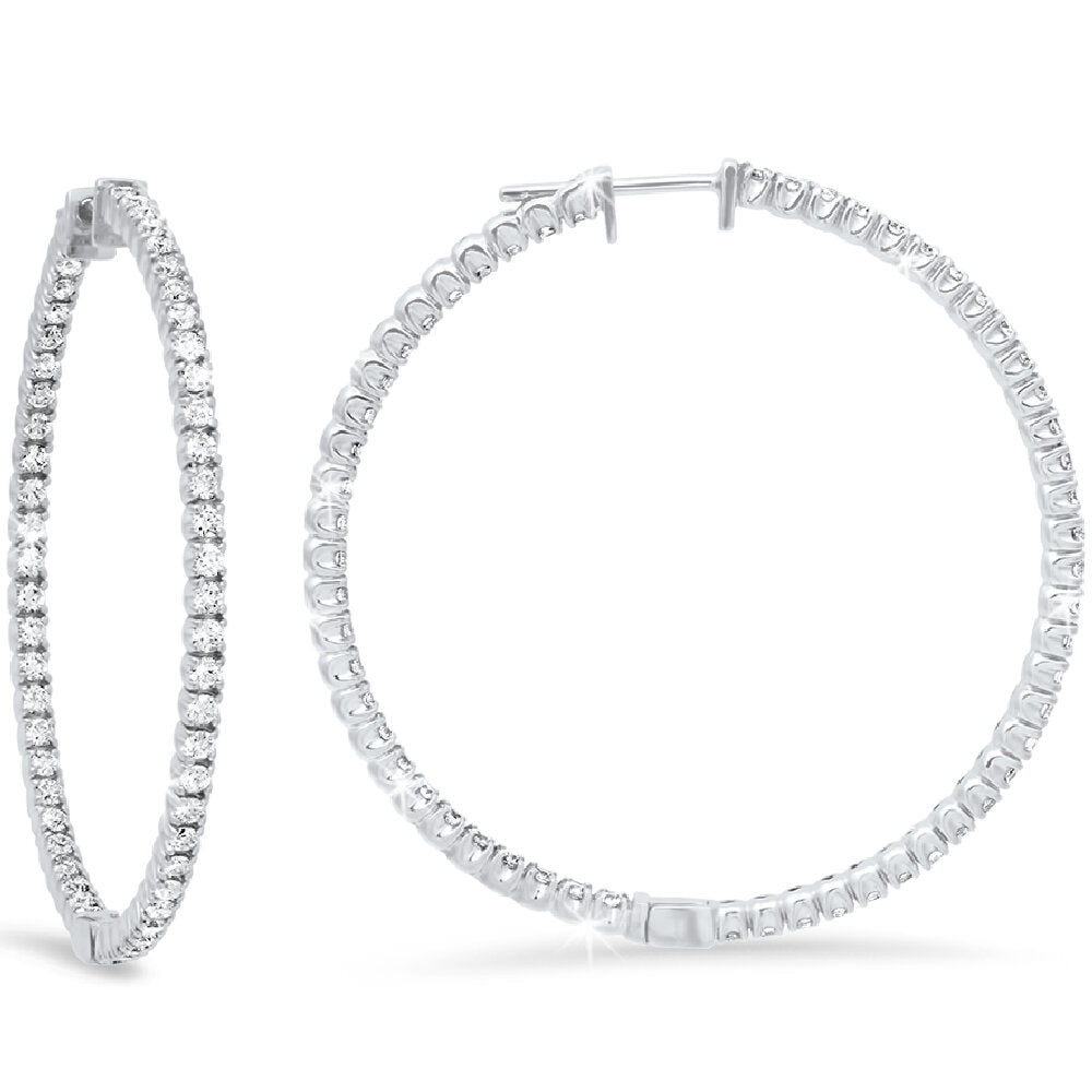 18K white gold diamond hoop earrings - SKU#: 18529