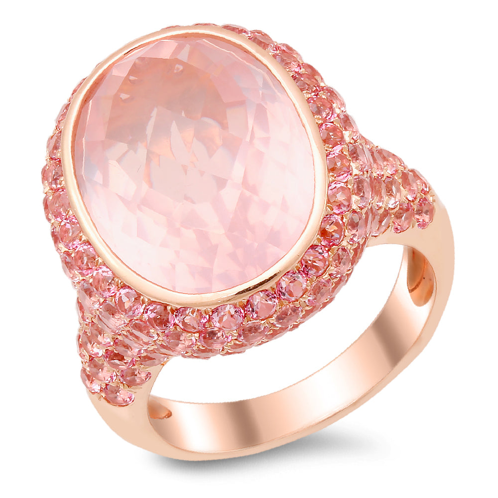 Glamira Rose Quartz And Diamond Wedding Ring Rose Gold Ring Pink