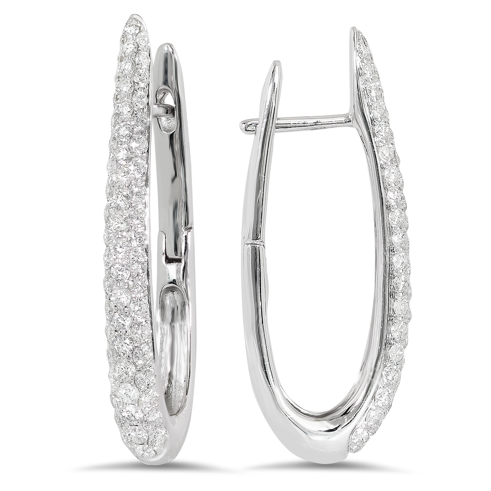 18K white gold diamond hoop earrings - SKU#: 22742