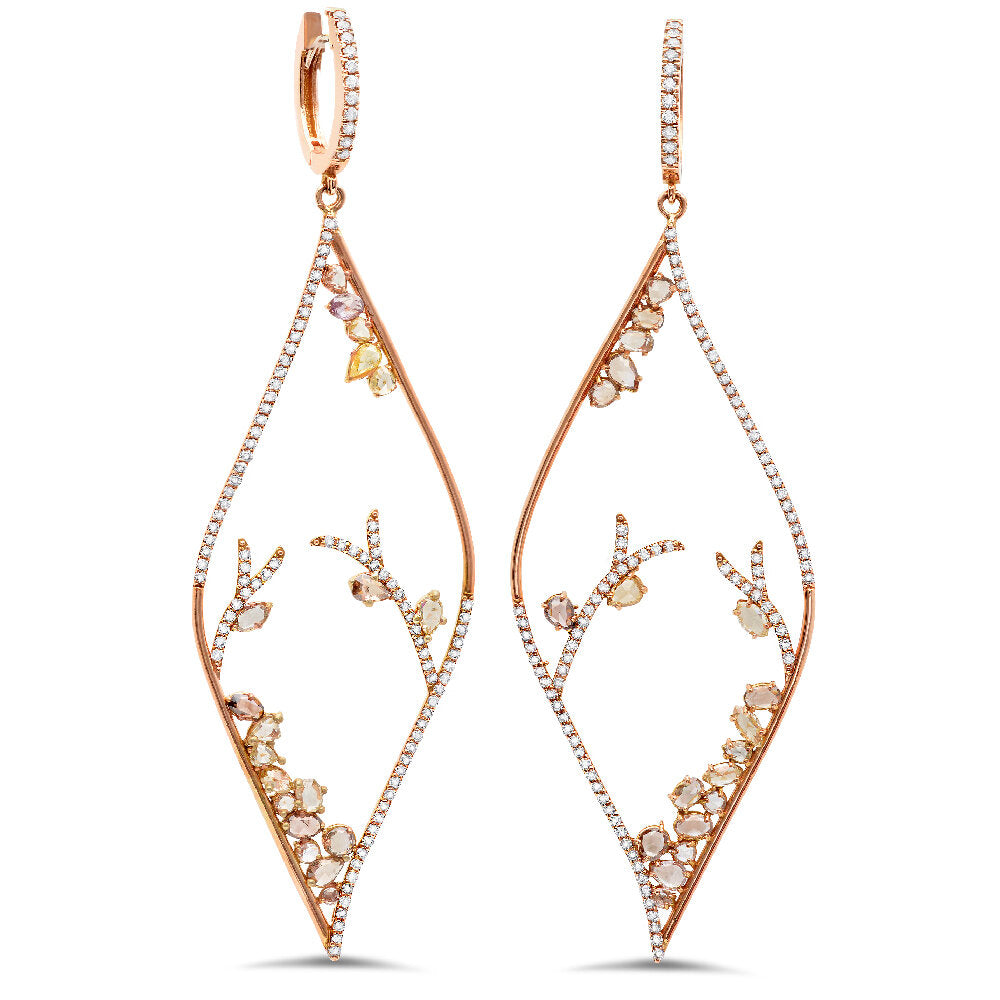 18K rose gold diamond earrings - SKU#: 23269