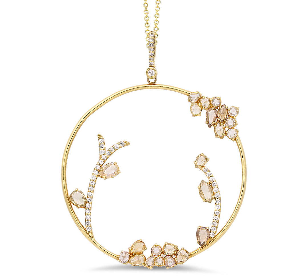 18K yellow gold diamond pendant - SKU#: 23311
