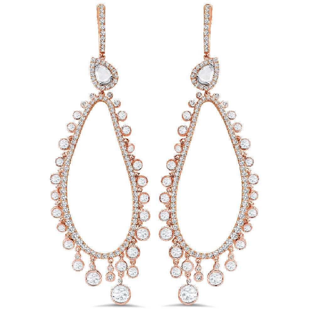18K rose gold diamond earrings - SKU#: 23339