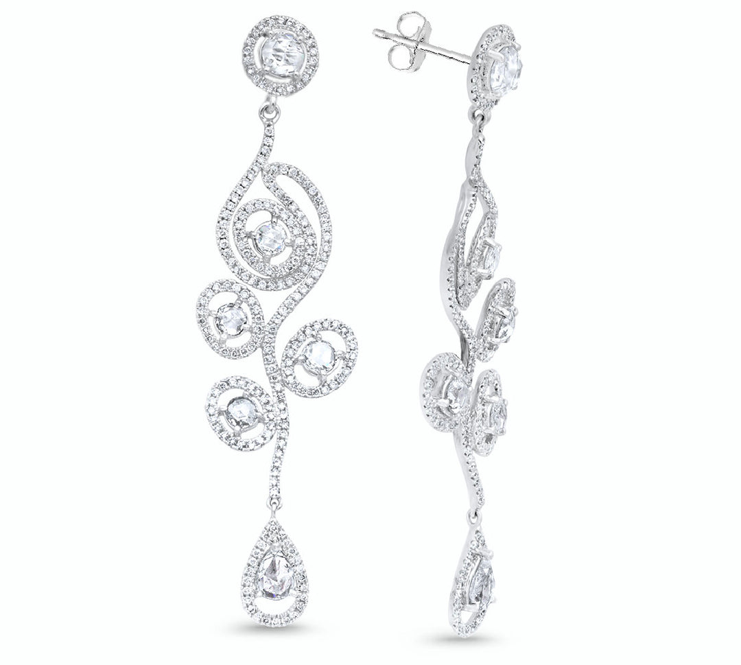 18K white gold diamond earrings - SKU#: 23398