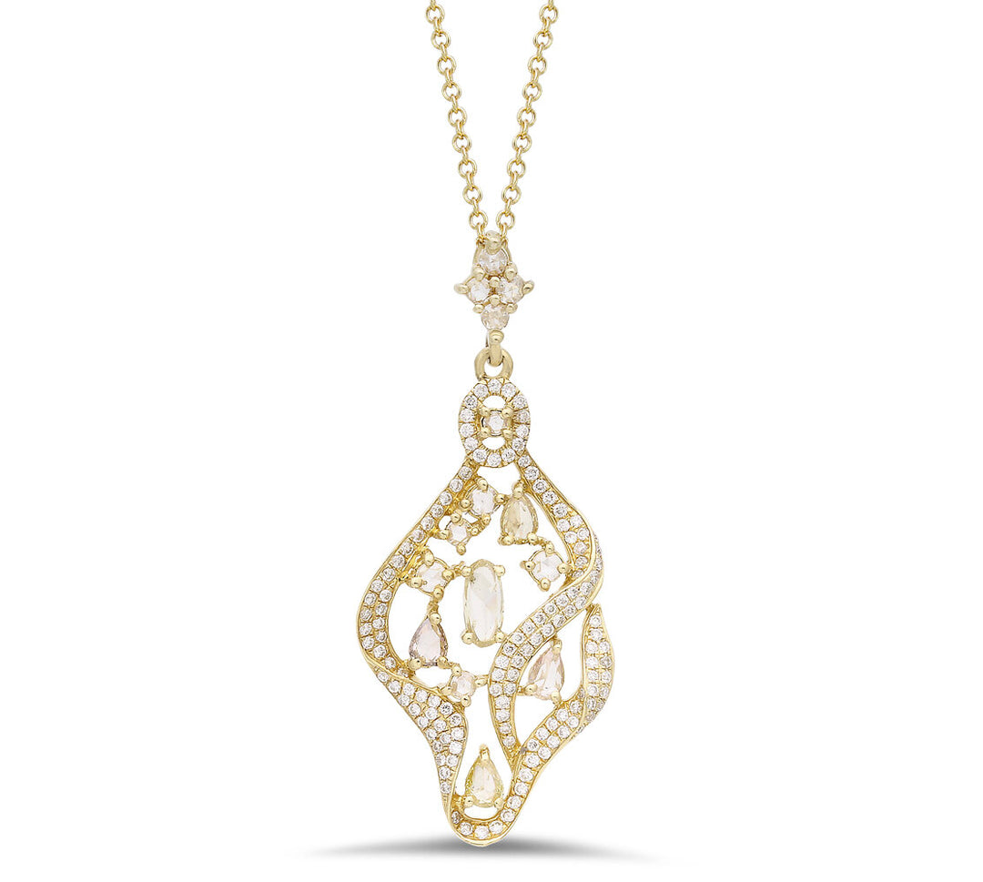 18K yellow gold diamond pendant - SKU#: 23434
