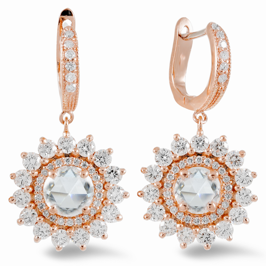 18K rose gold diamond earrings - SKU#: 23890