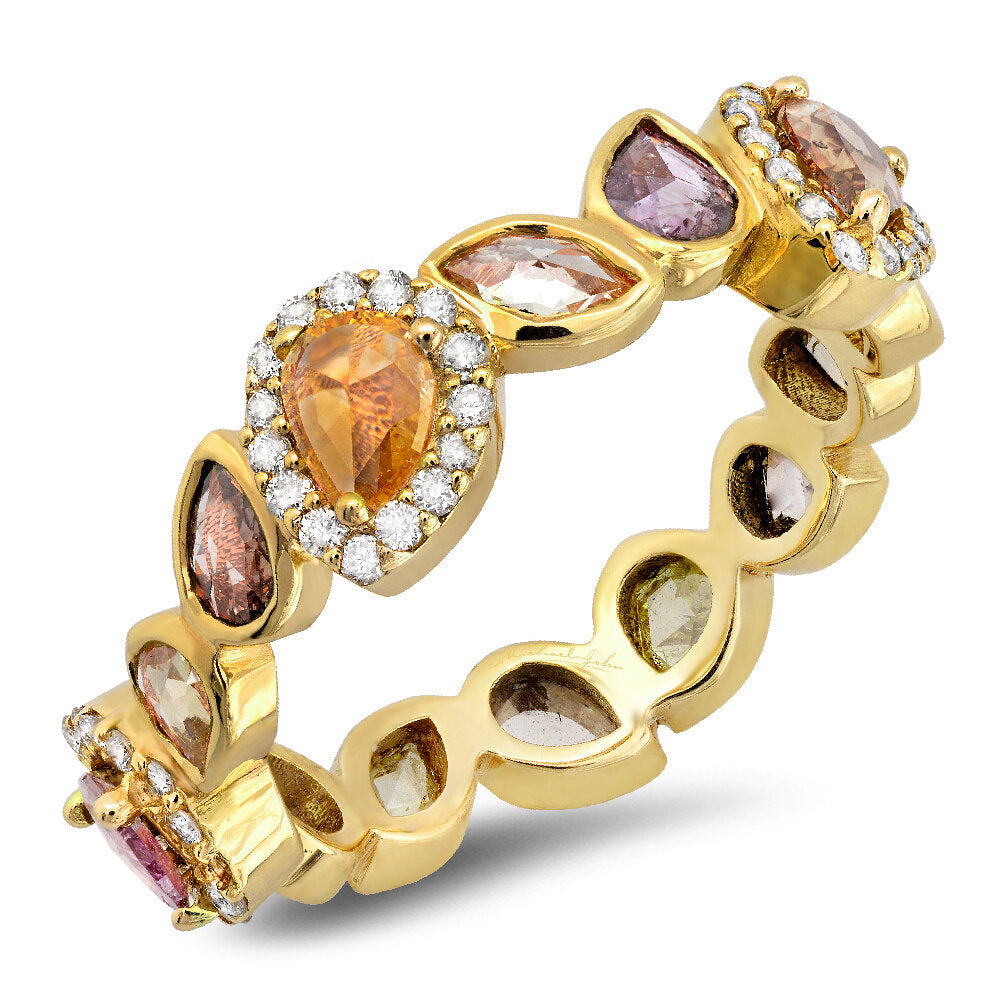 18K yellow gold diamond band - SKU#: 24016
