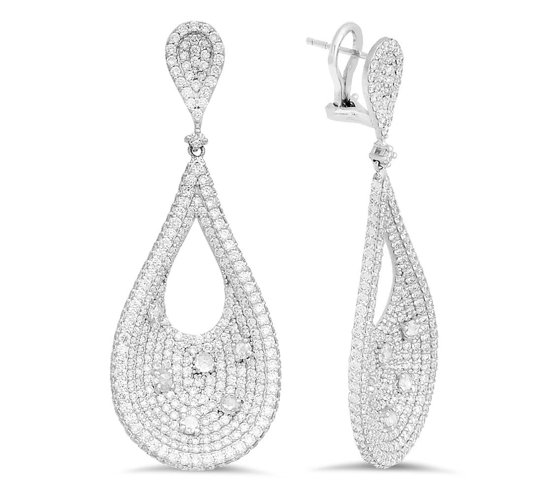 18K white gold diamond earrings - SKU#: 24021