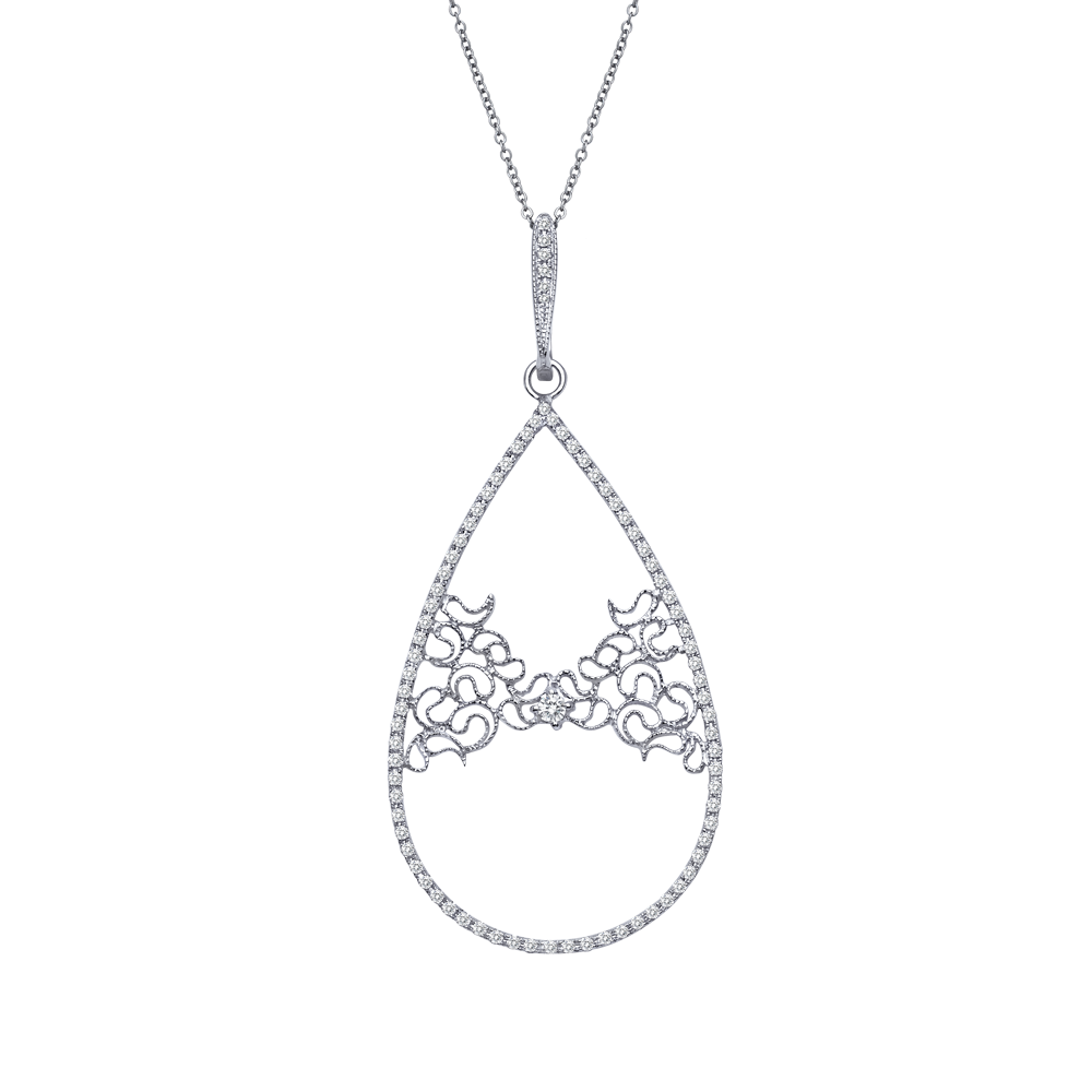 18K white gold diamond pendant - SKU#: 24142
