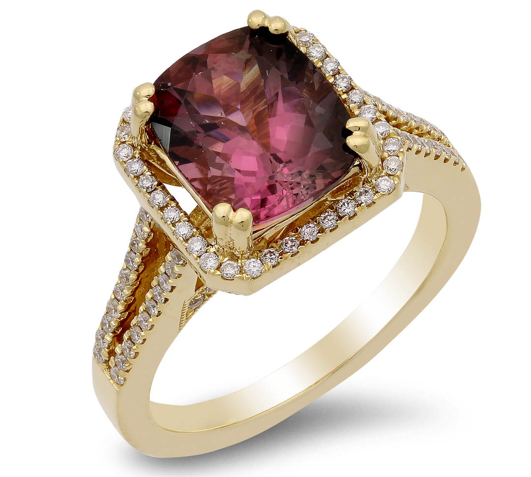 Regal crown of brilliance, where the diamonds sparkle like stars and the tourmaline gleams like a rainbow