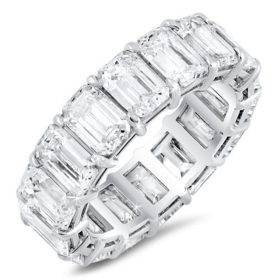 Emerald cut diamond eternity band in 18K gold