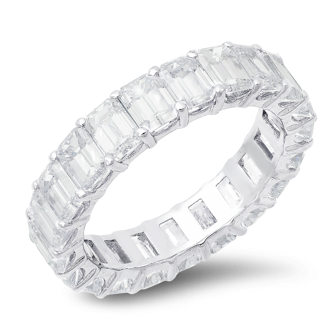 18K white gold emerald cut diamond band