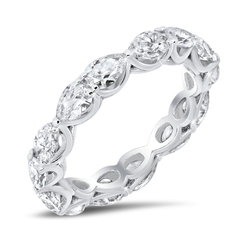 18K gold eternity band with pear shape diamond