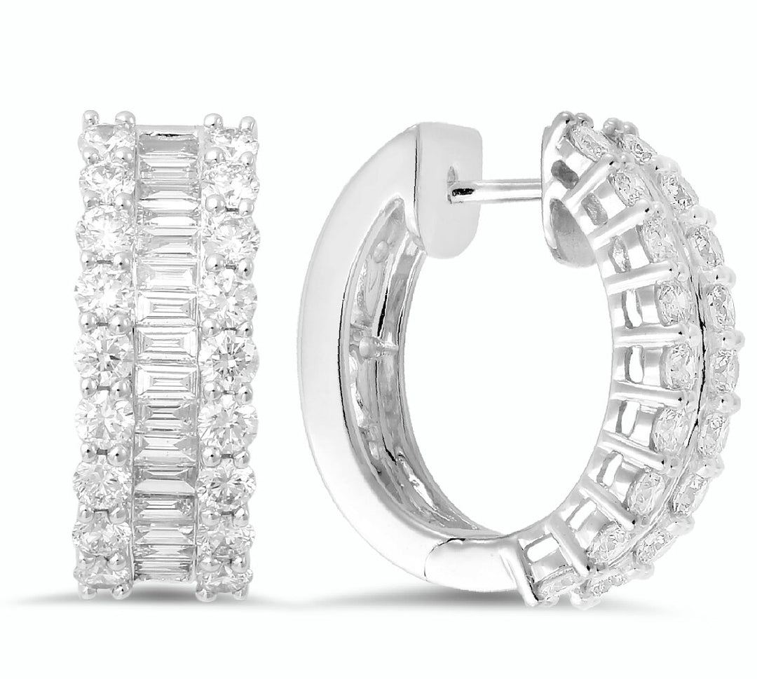 18K white gold diamond hoop earrings - SKU#: 29624
