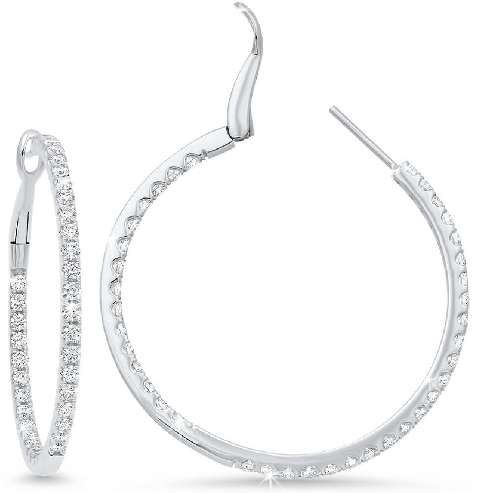 18K white gold diamond hoop earrings - SKU#: 29632