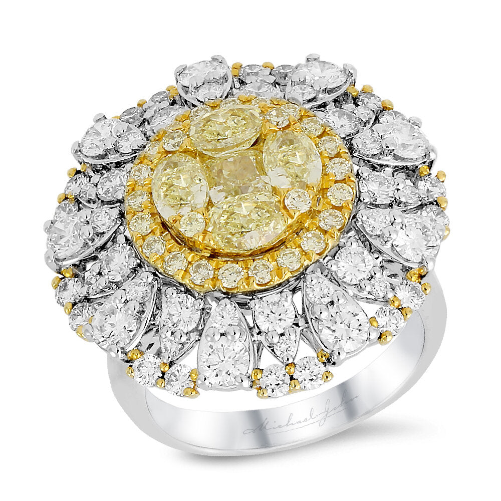 18K white and yellow gold diamond ring - SKU#: 29673