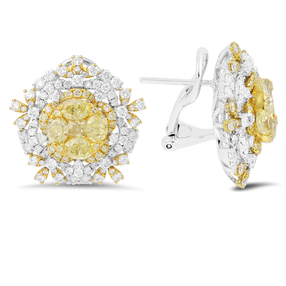 18K white and yellow gold diamond earrings - SKU#: 29684