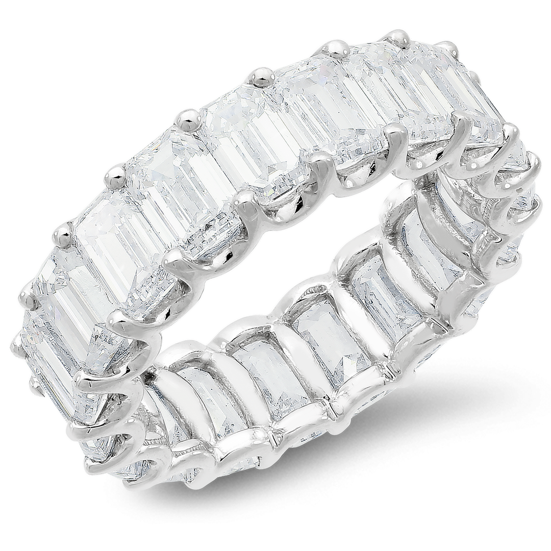 18K gold emerald cut diamond eternity band