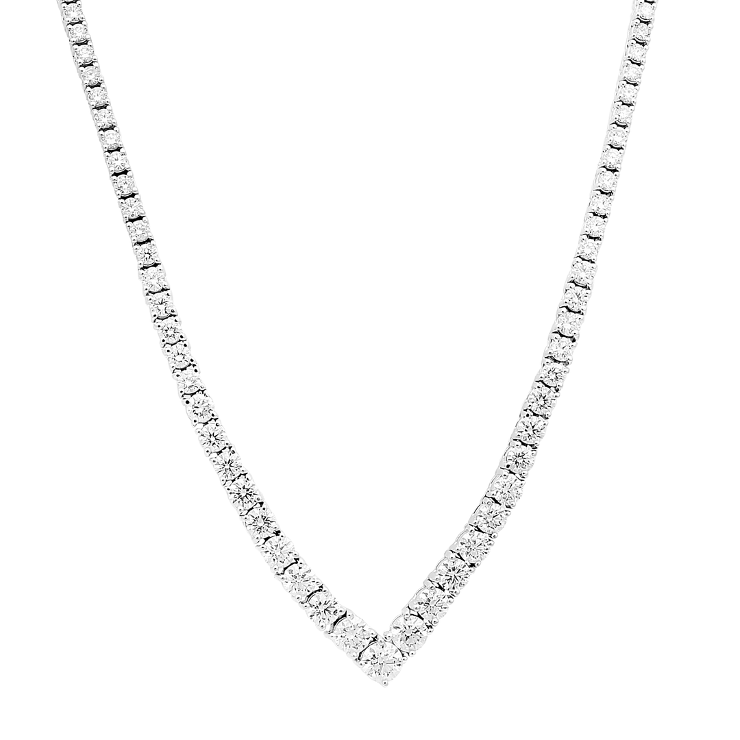 Diamond tennis necklace in 18K gold - SKU#: 30680