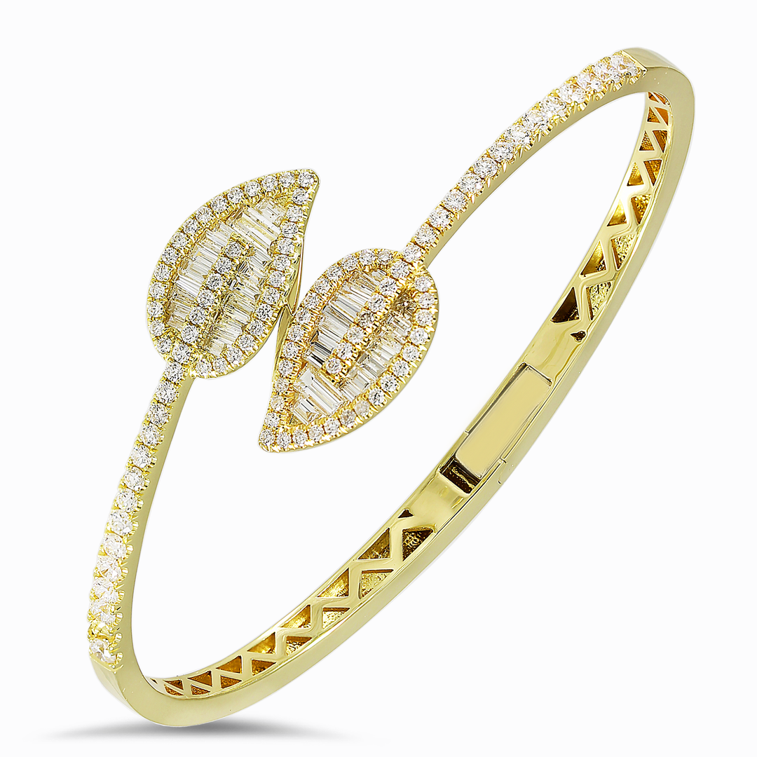 18K gold leaf diamond bangle - SKU#: 30836