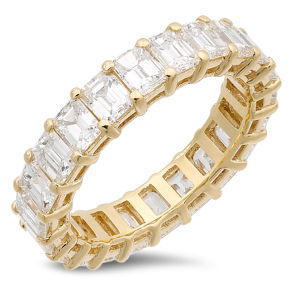 18K gold emerald cut diamond band